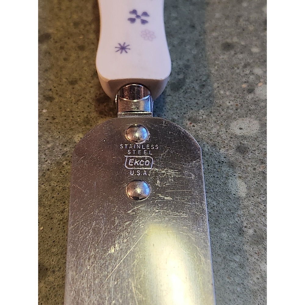 VTG 1960s 70s Ecko Stainless Steel Frosting Spatula Purple Flowers - Picture 2 of 5